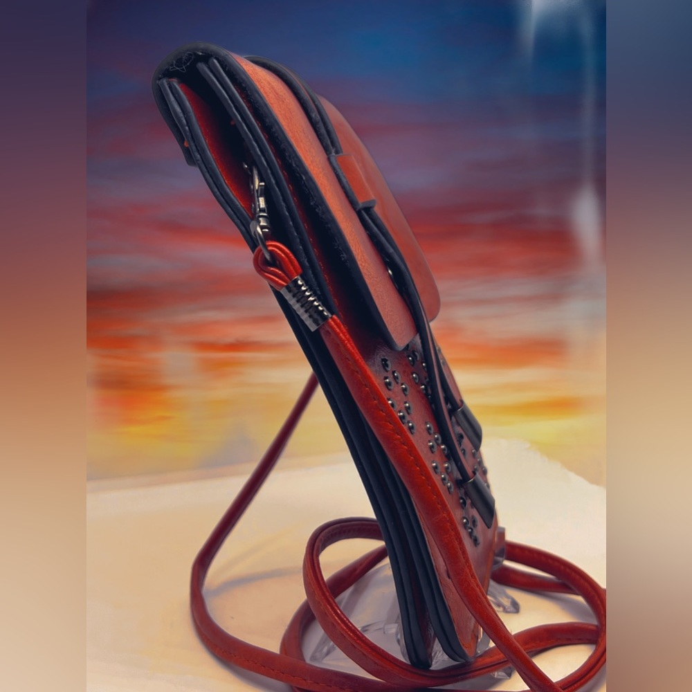 Red Pleather/Vegan Leather Crossbody Satchel - Picture 2 of 6